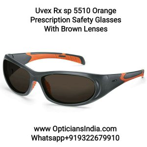 Uvex Rx 5510 Orange Prescription Safety Glasses with Brown Lens