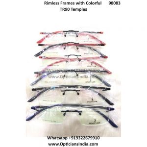 Rimless Frame Glasses with Colorful Temple