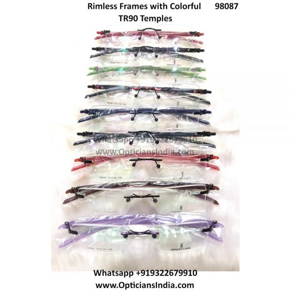 Rimless SpectacleFrames with color temples
