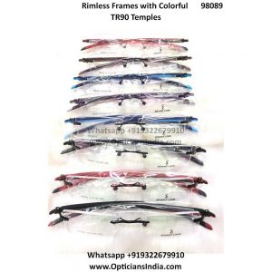 Rimless Frame Glasses with Colorful Temple