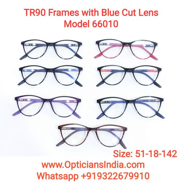Unbreakable TR90 Frames Glasses with Anti Blue Light Lenses 66010